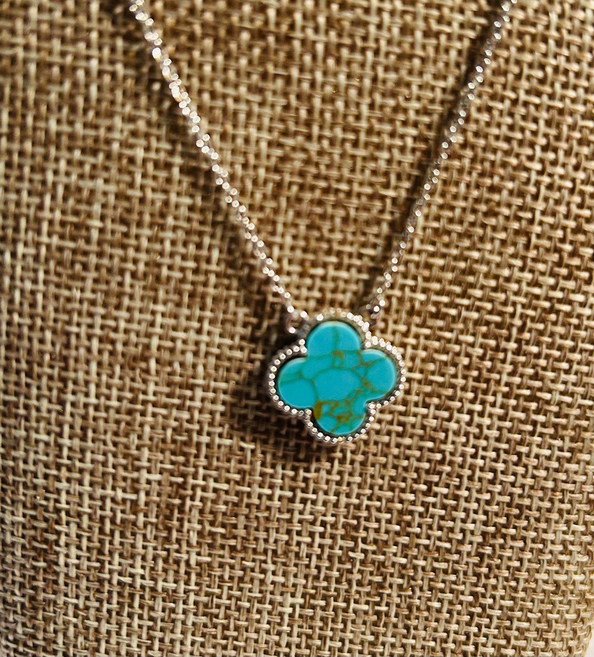 Turquoise Clover Necklace Lone Star Fine Designs