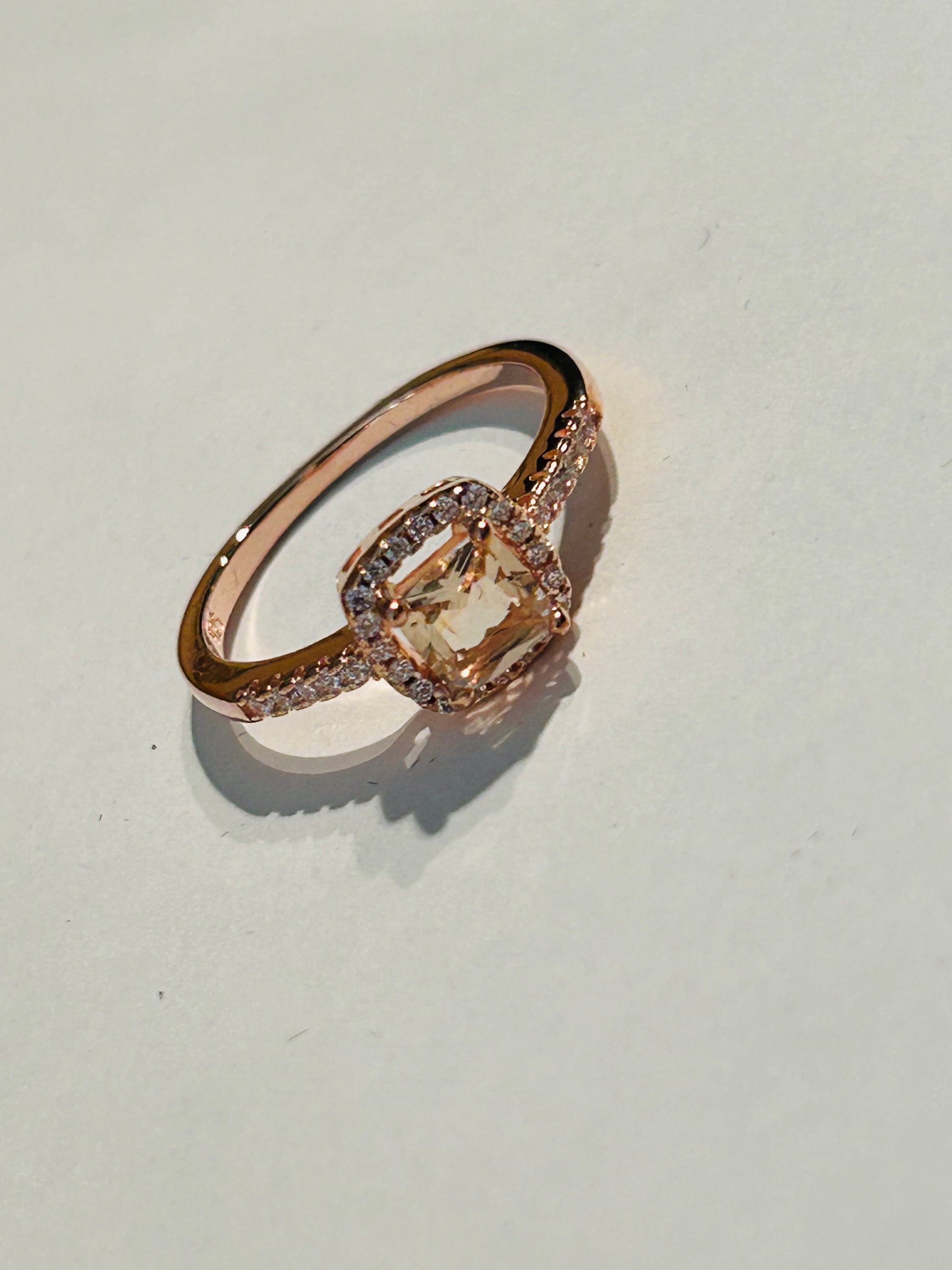 Square morganite rose gold ring clearance